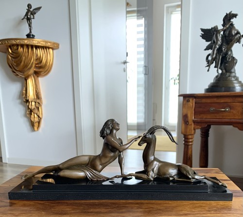 Art déco bronzeskulptur frau - art,
