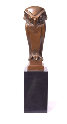 Bronze statue eule vogel uhu - bronze,