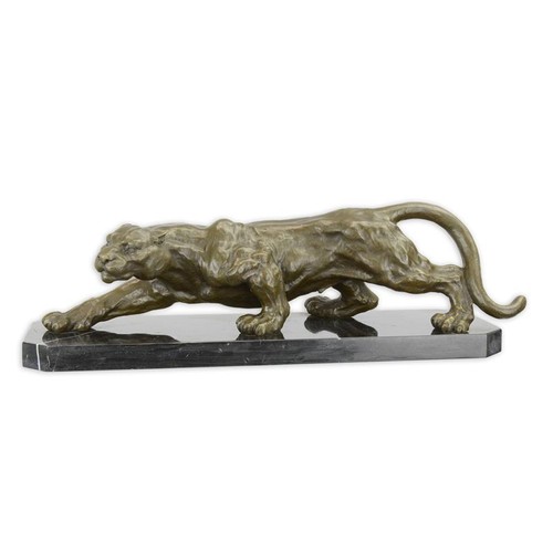 Bronzefigur kauernder panther - bronzefigur,
