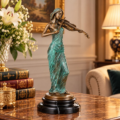 Bronze skulptur geigerin mit - geigerin,