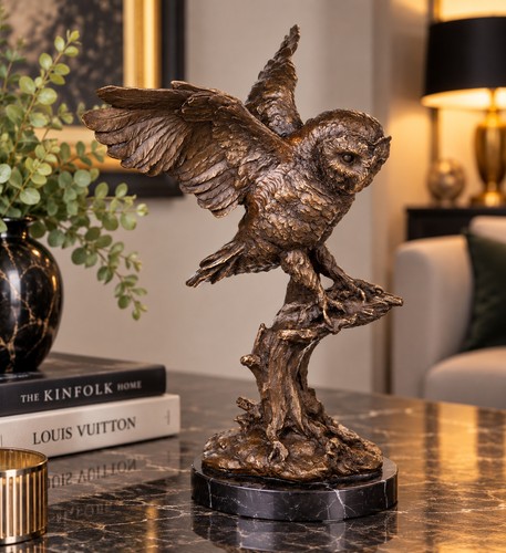 Bronze skulptur eule - skulptur, auf