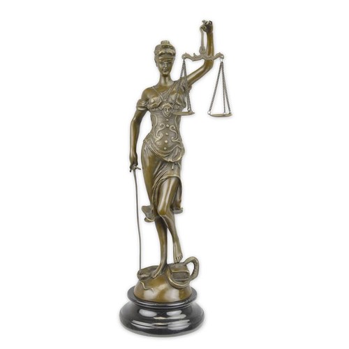 Bronzefigur justitia mit - mit, waage