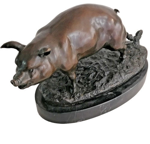 Bronze figur schwein eber - bronze,