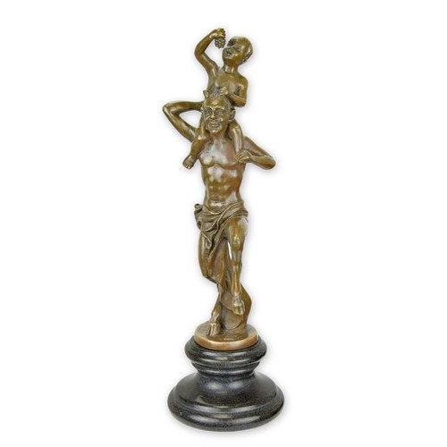 Bronzefigur faun mit kleinem - bronzefigur,