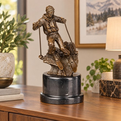 Bronze skulptur skifahrer - skulptur,