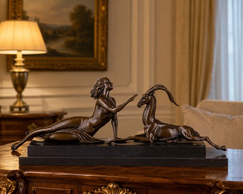 Bronze skulptur art - déco, frau