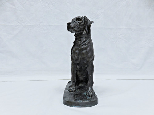 Bronzefigur jagdhund sitzend - bronzefigur,