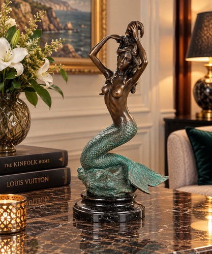 Bronze skulptur meerjungfrau - bronze,