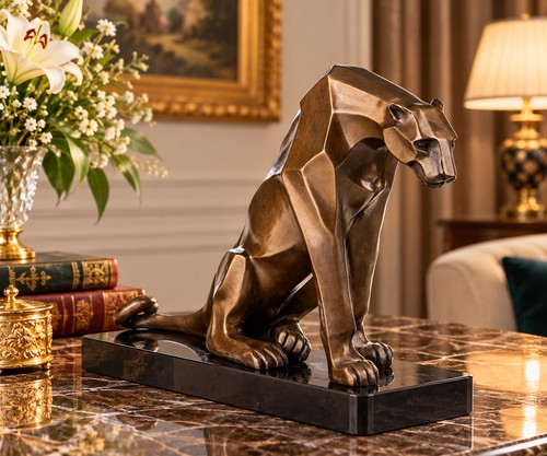Bronze skulptur panther auf - bronze,
