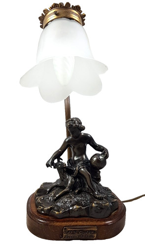 Bronze figur tischlampe - bronze,