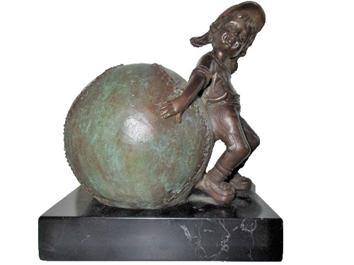 Bronzefigur kind mit - kind,