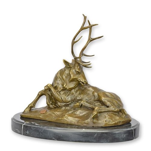 Bronzefigur liegender hirsch - liegender,